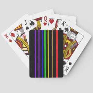 Colourful Rainbow Stripes on Black Playing Cards