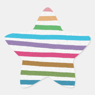 Colourful rainbow stripes pattern star sticker