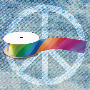 Colourful Rainbow Stripes Satin Ribbon