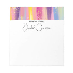 Colourful Rainbow Stripes with Faux Gold Glitter Notepad