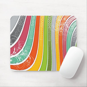 Colourful Rainbow Stripes With Flourish And Stars Mouse Pad