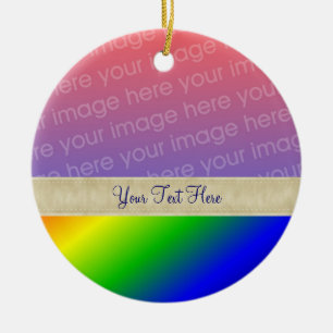 Colourful Rainbow Stripes Your Photo Ornament
