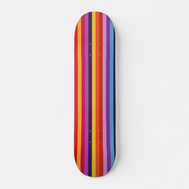 Colourful rainbow style stripes skateboard (Front)