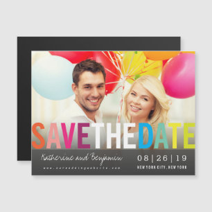 Colourful Rainbow Summer Photo Modern Save The Dat Magnetic Invitation