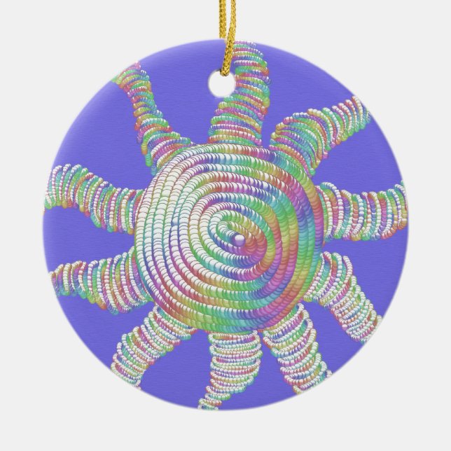 Colourful Rainbow Sun Ceramic Tree Decoration (Front)