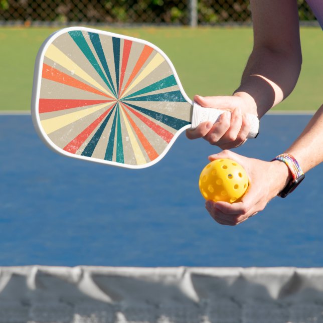 Colourful Rainbow Sunburst Pickleball Paddle (Insitu)