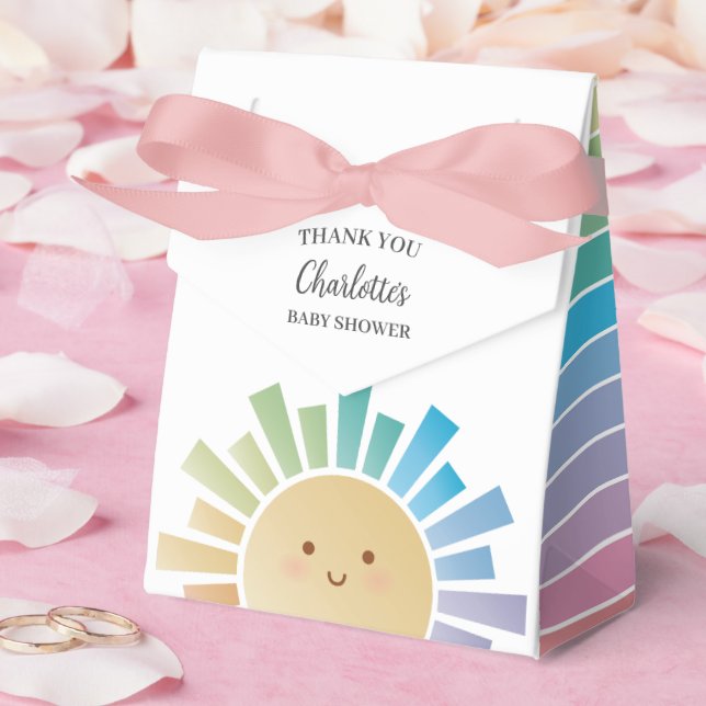 Colourful Rainbow Sunshine Baby Shower Thank You Favour Box (Wedding)