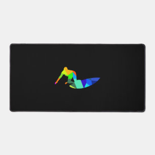 Colourful rainbow surfer surfing sport desk mat