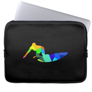 Colourful rainbow surfer surfing sport laptop sleeve