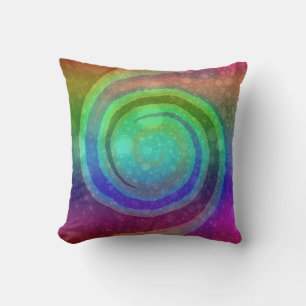 Colourful Rainbow Swirl Abstract Art Pillow