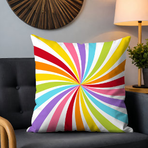 Colourful Rainbow Swirl Modern Room Decor Cushion