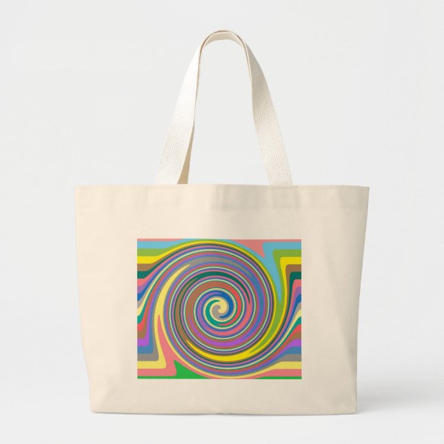 Colourful rainbow swirl pattern large tote bag (Front)