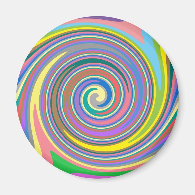 Colourful rainbow swirl pattern magnet (Front)