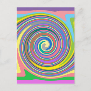 Colourful rainbow swirl pattern postcard