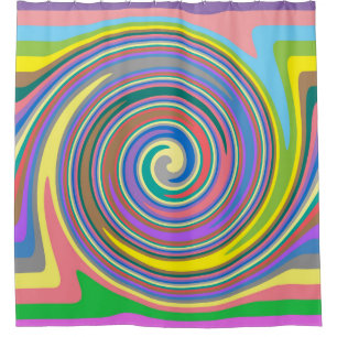 Colourful rainbow swirl pattern shower curtain
