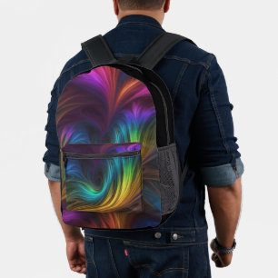 Colourful Rainbow Swirl Printed Backpack