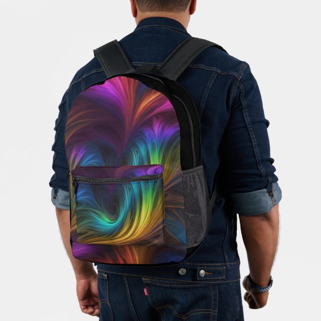Colourful Rainbow Swirl Printed Backpack (Insitu (Model))