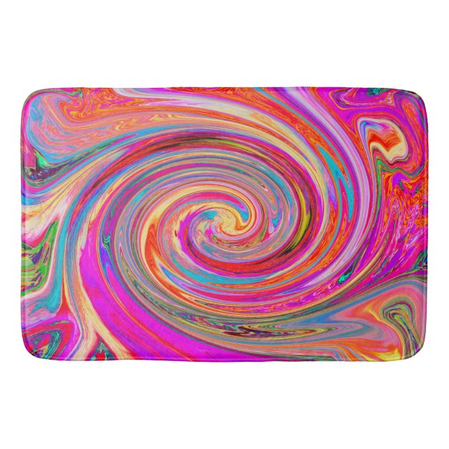 Colourful Rainbow Swirl Retro Abstract Design Bath Mat (Front)