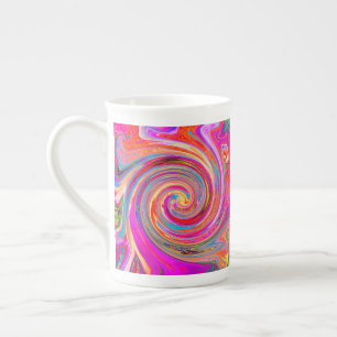 Colourful Rainbow Swirl Retro Abstract Design Bone China Mug