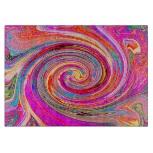 Colourful Rainbow Swirl Retro Abstract Design Cutting Board