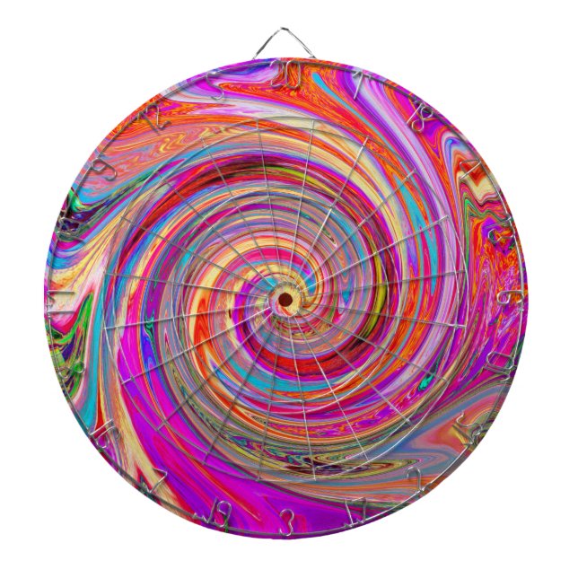 Colourful Rainbow Swirl Retro Abstract Design Dartboard (Front)
