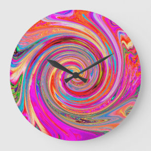 Colourful Rainbow Swirl Retro Abstract Design Large Clock