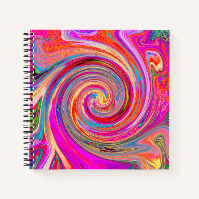 Colourful Rainbow Swirl Retro Abstract Design Notebook (Front)