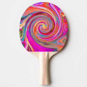 Colourful Rainbow Swirl Retro Abstract Design Ping Pong Paddle