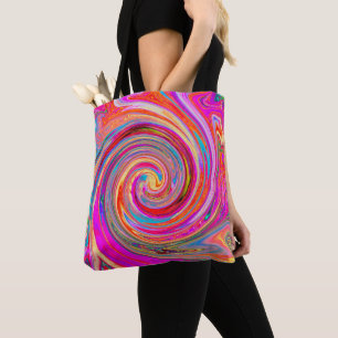 Colourful Rainbow Swirl Retro Abstract Design Tote Bag