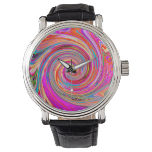 Colourful Rainbow Swirl Retro Abstract Design Watch
