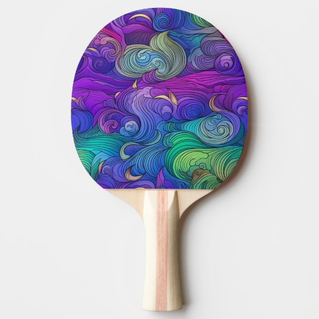 Colourful Rainbow Swirls Ping Pong Paddle (Front)