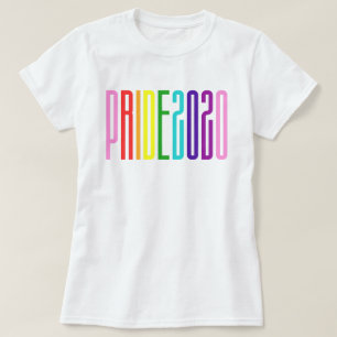 Colourful Rainbow Text LGBTQ Gay Pride 2020 T-Shirt