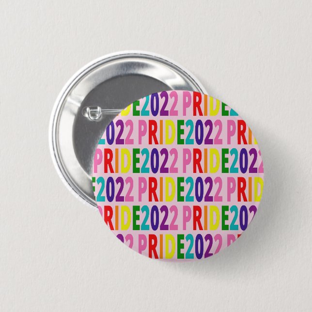 Colourful Rainbow Text LGBTQ Gay Pride 2022 6 Cm Round Badge (Front & Back)