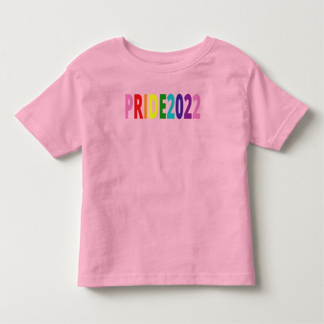 Colourful Rainbow Text LGBTQ Gay Pride 2022 Toddler T-Shirt (Front)