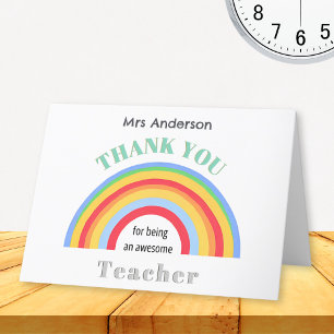 Colourful Rainbow Thank You Teacher Appreciation Card