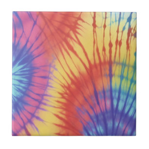 Colourful Rainbow Tie Dye Ceramic Tile