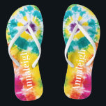 Colourful Rainbow Tie Dye Custom Name Vacation Thongs<br><div class="desc">Colourful Rainbow Tie Dye Custom Name flip flops you can easily add a name,  to make a unique one of a kind gift for your best friend or the rest of the family before heading off to your next tropical destination.</div>