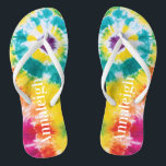 Colourful Rainbow Tie Dye Custom Name Vacation Thongs<br><div class="desc">Colourful Rainbow Tie Dye Custom Name flip flops you can easily add a name,  to make a unique one of a kind gift for your best friend or the rest of the family before heading off to your next tropical destination.</div>
