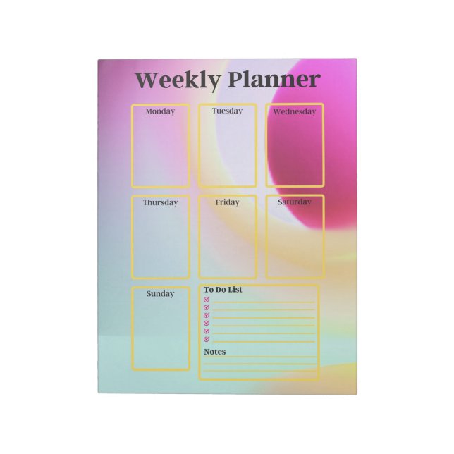 Colourful, Rainbow, To Do List, Weekly Planner Notepad (Rotated)
