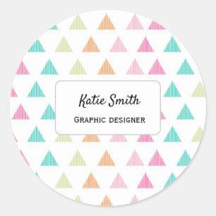 Colourful rainbow triangle graphic design retro classic round sticker