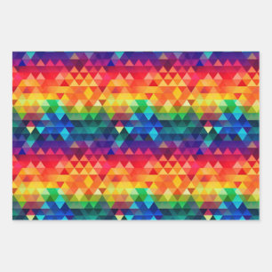 Colourful Rainbow Triangle Repeating Shape Pattern Wrapping Paper Sheet