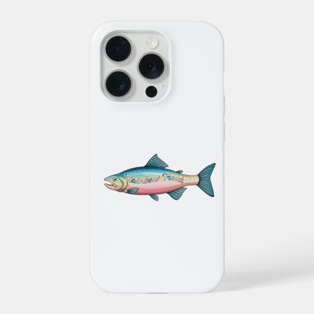 Colourful Rainbow Trout Fishing Gift iPhone Case (Back)