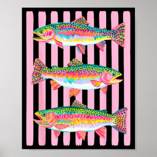 Colourful rainbow trout preppy summer lake life poster