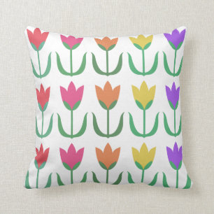 Colourful Rainbow Tulips, Spring Flowers Cushion