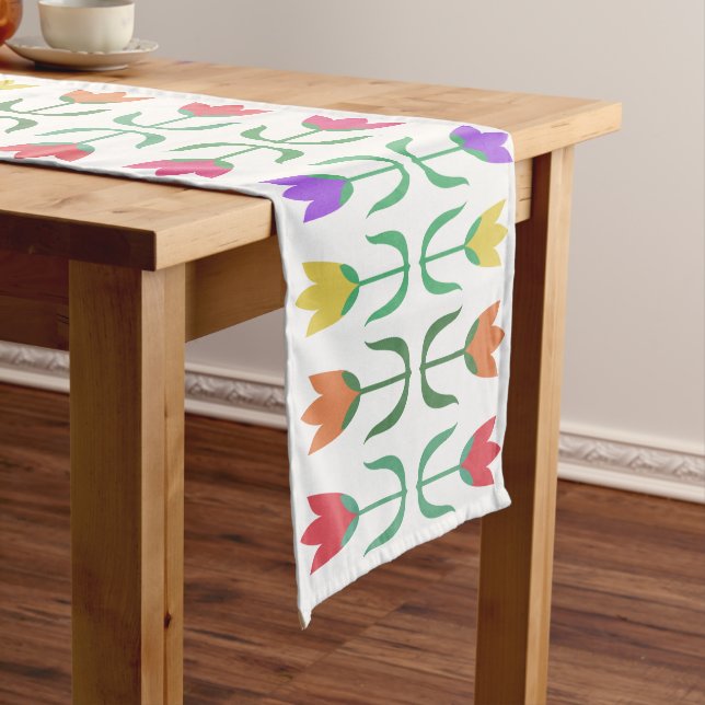 Colourful Rainbow Tulips, Spring Flowers Medium Table Runner (In Situ)