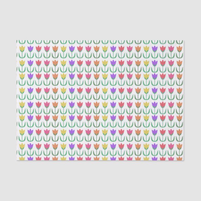 Colourful Rainbow Tulips, Spring Flowers Tissue Paper (Front)