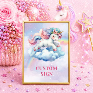 Colourful Rainbow Unicorn Girl Birthday Custom Sig Poster