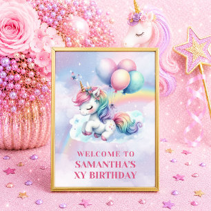 Colourful Rainbow Unicorn Magical Girl Welcome Sig Poster