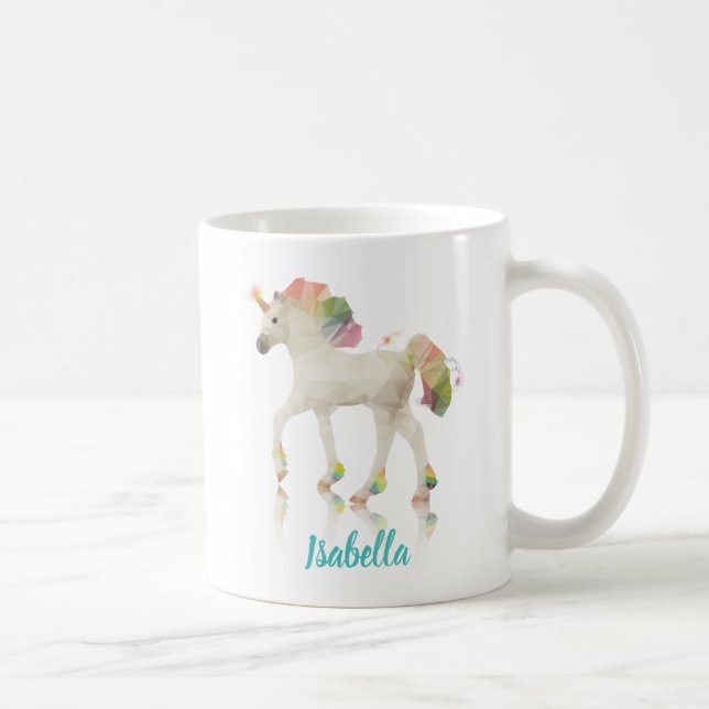 Colourful Rainbow Unicorn Polygon Name - Mug (Right)