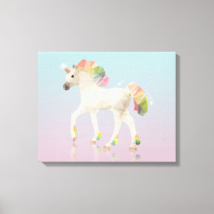 Colourful Rainbow Unicorn Polygon - Wrapped Canvas